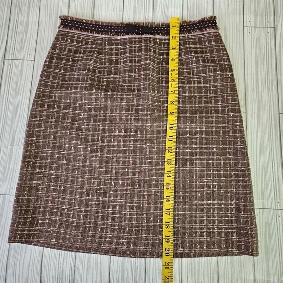 Rebecca Taylor Tweed and Bow Mini Skirt in Brown and Pink Plaid Size 2 - Picture 10 of 10
